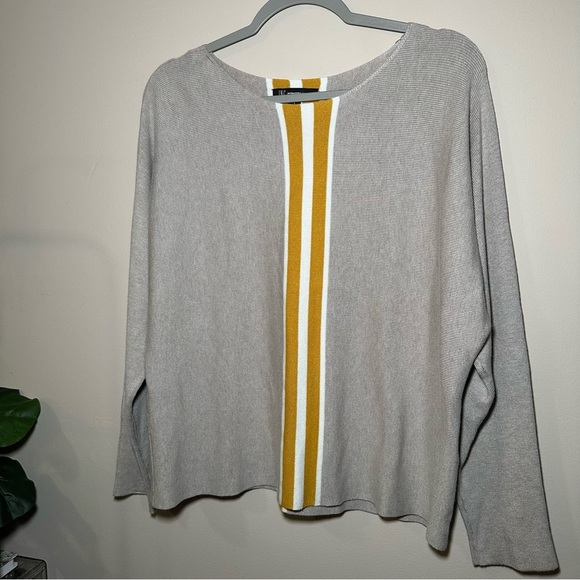 INC International Concepts Tan Sweater Yellow Stripe Size Large - Picture 5 of 16